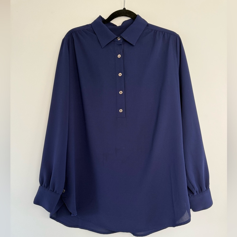 J Jones New York Navy Blouse L | Never Worn | Like New